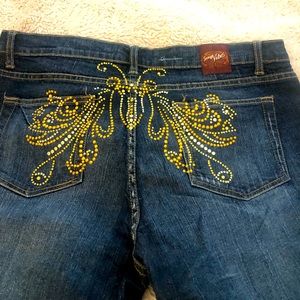 Sweet vibes gold embellished jeans. Size 15